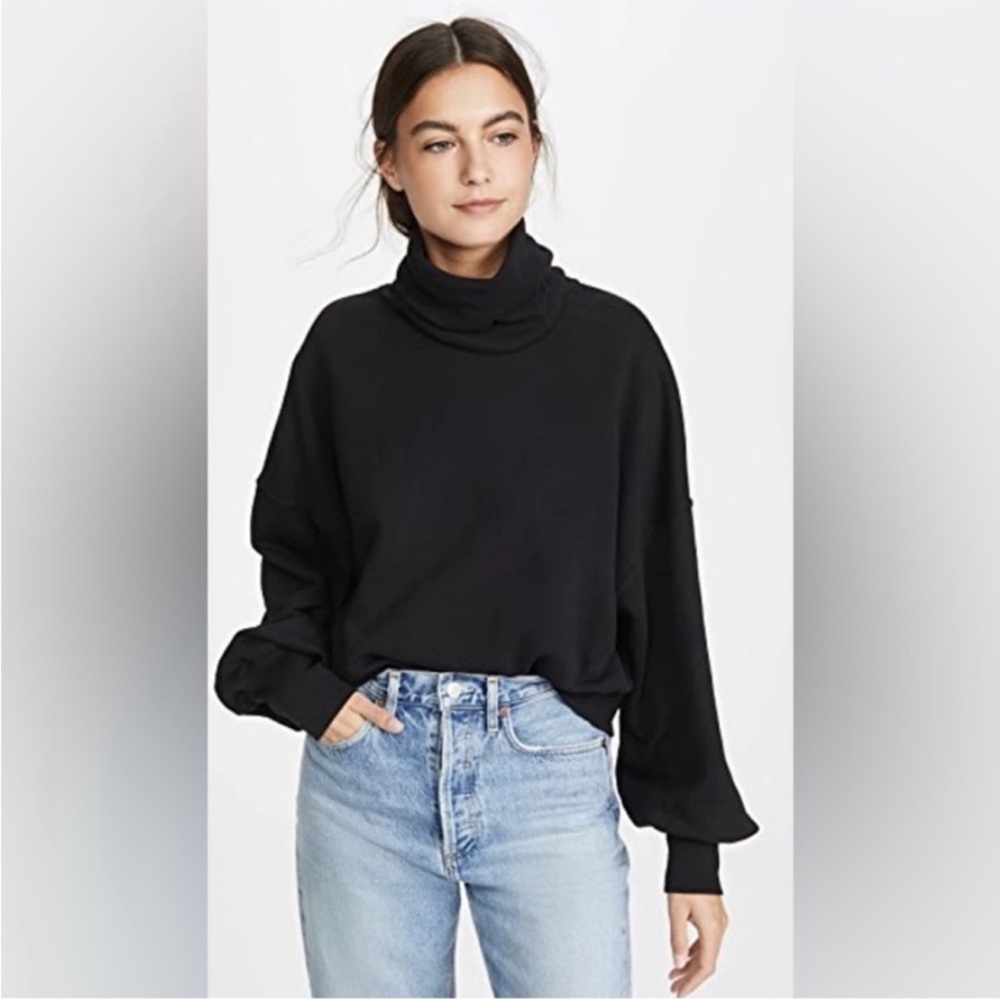 AGOLDE | S | Black Balloon Sleeve Turtleneck Sweatshirt oversized cowl neck